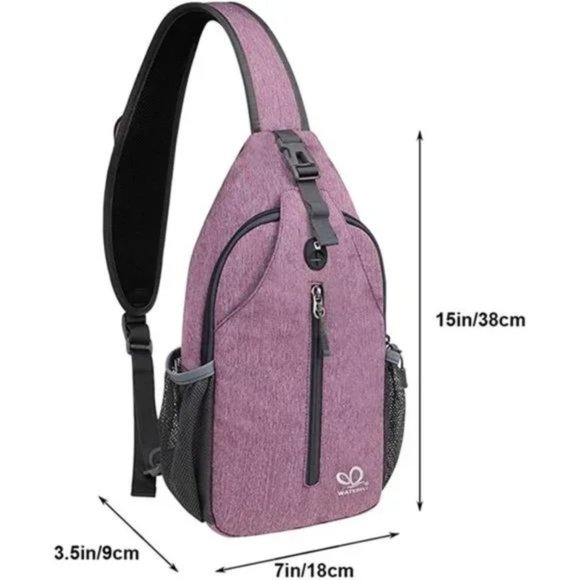 Crossbody Sling Backpack Sling Bag Purple - Picture 2 of 7